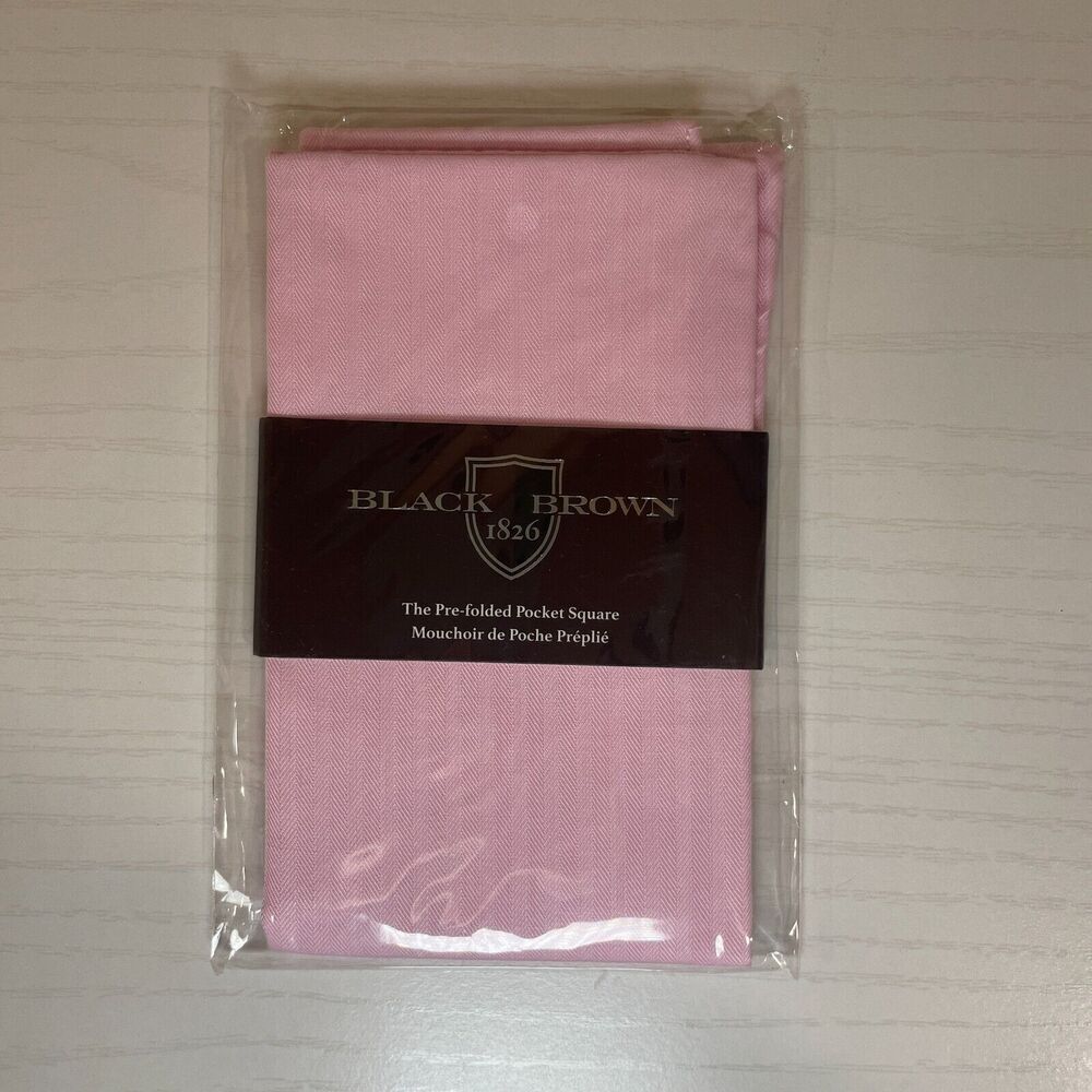 BLACK BROWN 1826‎ Men's Basic Light Pink Pre-folded Pocket Square Viscose Poly